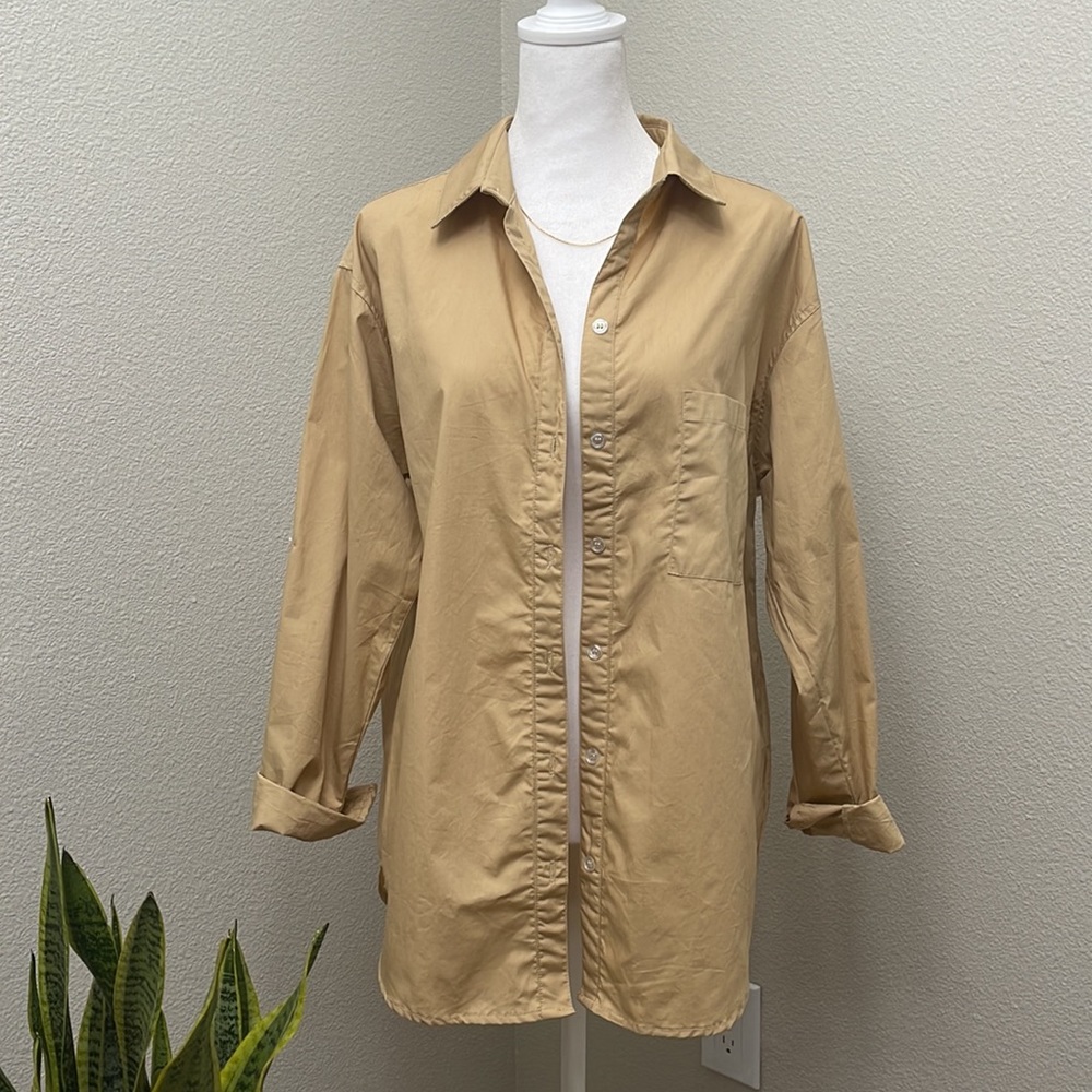 100% Cotton - NEW - Crescent Classic Neutral Oversized Button Up